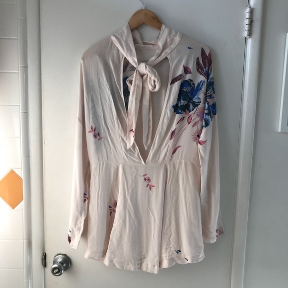 Free People High Neck Blush Floral Mini Dress 834 - Picture 6 of 8